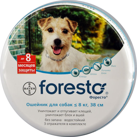 Foresto (Bayer) fins a 8 quilograms de 38 cm
