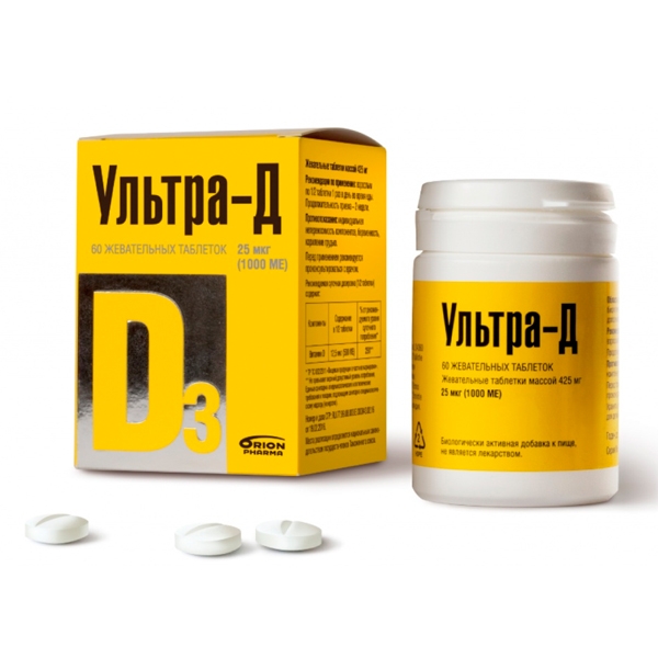 Ultra-D vitamine D3 25mkg (1000 IE) №60 kauwtabletten