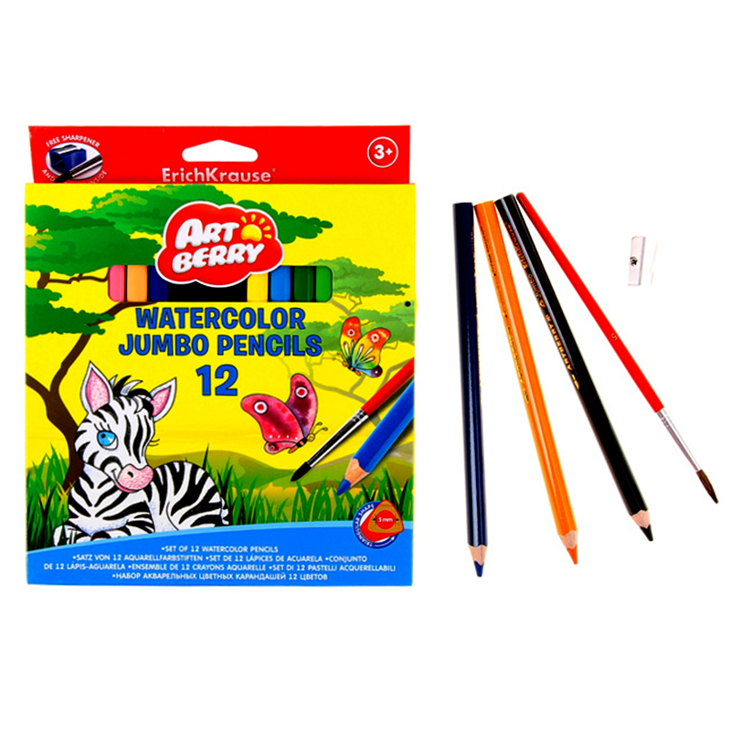 ARTIKLI ARTBERRY 12CW WATERCOLAR TRIANGULAR JUMBO SA TOČKOM I ČETKOM
